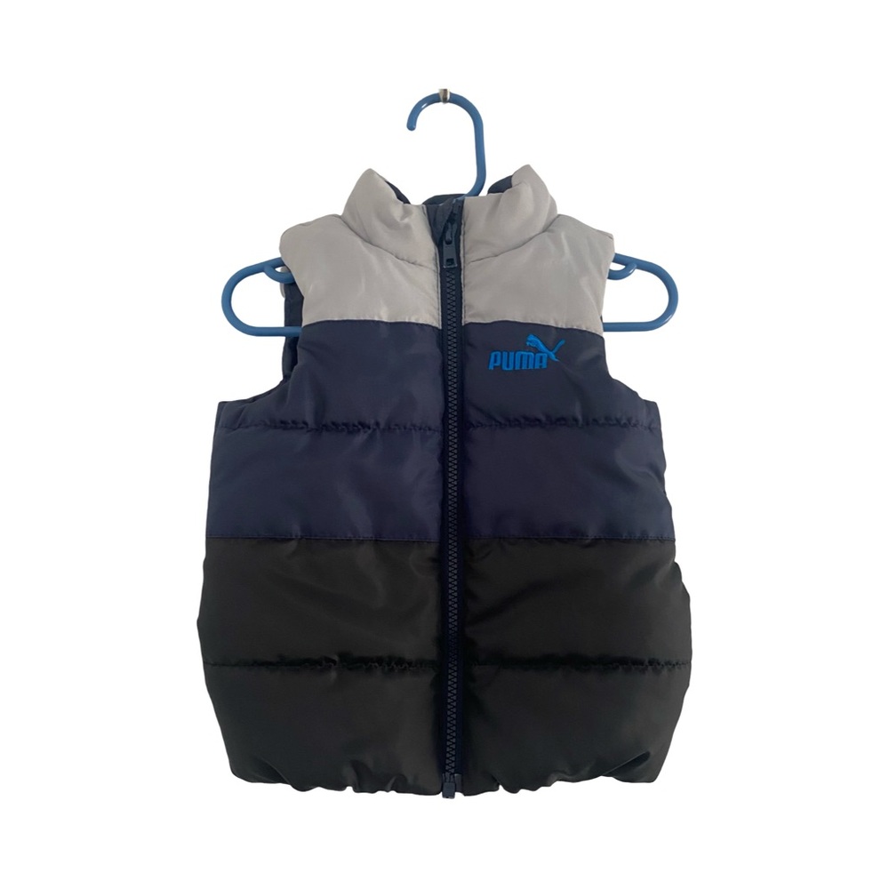 PUMA Kids' Black and Gray Puffer Vest- 2T